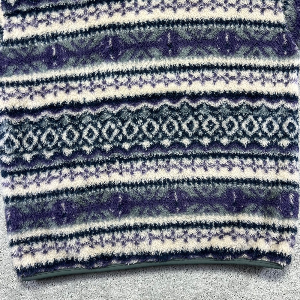 Beams Fleece Pullover Sweater Size Large Nordic Fair Isle Striped Crewneck Japan - Picture 5 of 14